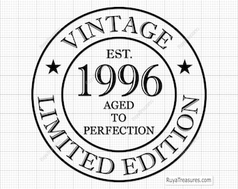 30th Birthday Svg, 30th Svg, Vintage 1996 Svg, 30th Cut File for Cricut, Aged to Perfection Svg - Printable, Cricut & Silhouette Cut Files