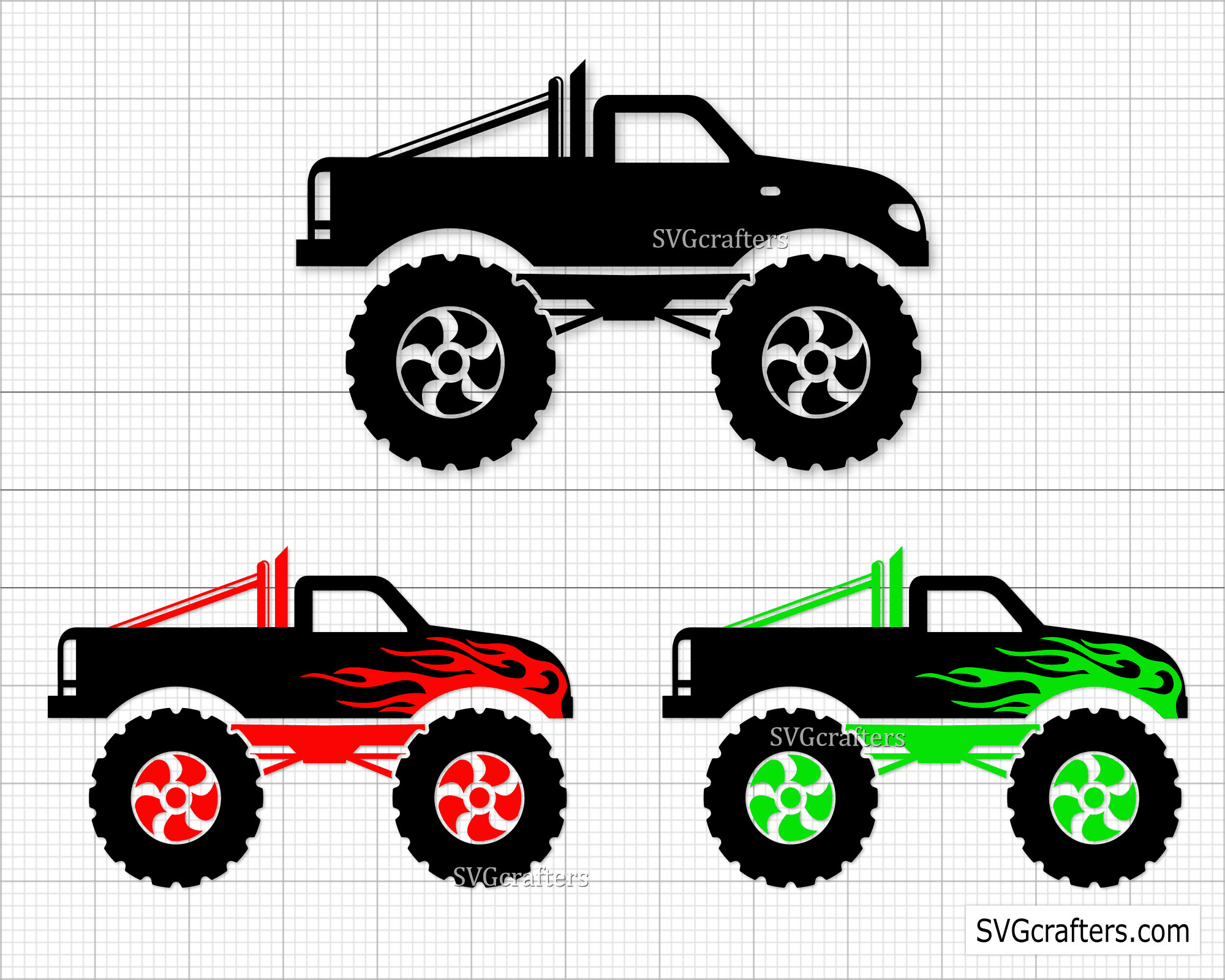 Monster Trucks #2 Clip Art Set – Daily Art Hub // Graphics, Alphabets & SVG