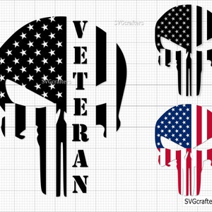 Veteran Punisher Flag svg, Veteran svg, sugar skull svg, military svg, army svg, us veteran svg, Punisher svg, Punisher skull svg, skull svg