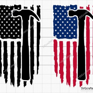 Construction Hammer USA vlag Svg, bouw clipart, huis reparatie Job Service Tool Build Fix svg - afdrukbare, Cricut & silhouet