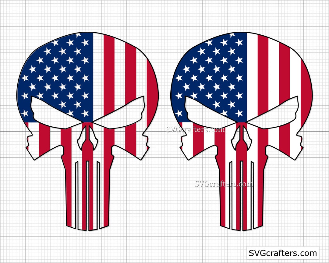 American Punisher Flag Svg, Punisher Svg, Punisher Skull Svg, Skull Svg