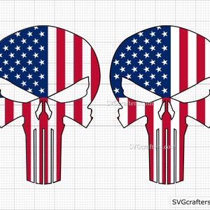 American Punisher Flag svg, Punisher svg, Punisher skull svg, skull svg, sugar skull svg, the punisher svg - Printable, Cricut & Silhouette