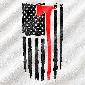 Firefighter American Flag SVG, Thin Red Line Axe Design, Fire Department Tribute Graphic, Fireman Pride Artwork, USA Patriot Cut File