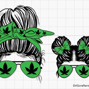 Weed Momlife Kidlife svg, Weed Mom svg, Messy Bun svg, Weed svg, Cannabis svg, Unkraut svg-Dateien, Marihuana svg - Printable, Cricut & Silhouette