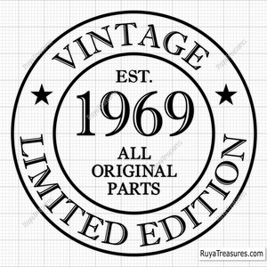 Arquivo SVG e PNG para aniversário de 57 anos, SVG de 57 anos, SVG "Envelhecido com Perfeição", SVG "57 e Fabuloso", SVG Vintage 1969 - Imprimível, Arquivo de Corte para Cricut e Silhouette