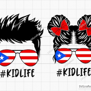 Puerto Rico kidlife svg, Messy Bun Puerto Rico svg, Puerto rico svg, Puerto rican svg, puerto rico png - Printable, Cricut & Silhouette file