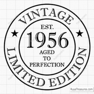 69° compleanno Svg Png, 69° Svg, Invecchiato alla perfezione Svg, 69 e favoloso Svg, Vintage 1956 Svg - File di taglio stampabili, Cricut e Silhouette