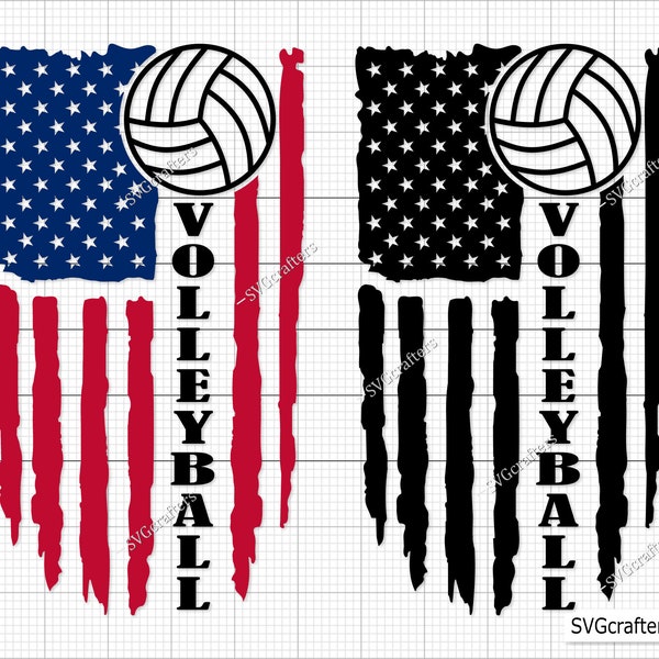 Distressed Volleyball Usa Flag Svg, volleyball svg, Volleyball American Flag Svg Png, Volleyball Mom Svg - Printable, Cricut & Silhouette