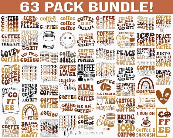 Retro Coffee Svg Bundle, Funny Coffee Quotes Svg, Vintage Coffee Lover Svg, Iced Coffee Svg, Caffeine Svg, Coffee Bar Svg, Coffee Shirt Svg