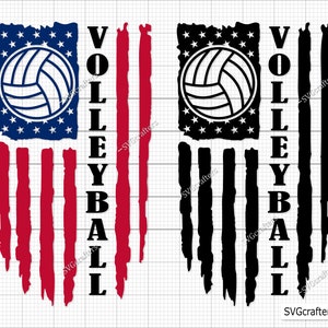 Distressed Volleyball Usa Flag Svg, volleyball svg, Volleyball American Flag Svg Png, Volleyball Mom Svg - Printable, Cricut & Silhouette