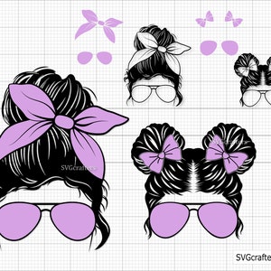 Mom Kid Life SVG, gelaagde Mom Life SVG, Messy Bun Mom SVG, Leopard Mom SVG, Momlife SVG, Mom Daughter SVG, gezinsleven bundel SVG