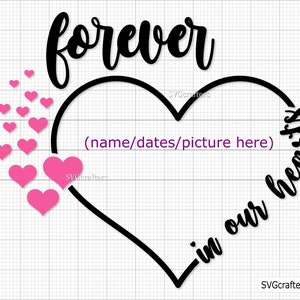 En memoria amorosa svg, memorial svg, Por siempre en nuestros corazones svg, alas de ángel svg, cielo svg, alas svg - Archivo imprimible, Cricut y Silhouette