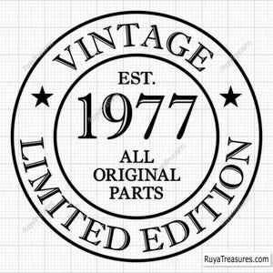 48º aniversário Svg Png, 48º Svg, Envelhecido até a perfeição Svg, 48 e fabuloso Svg, Vintage 1977 Svg - Arquivo de corte para impressão, Cricut e Silhouette