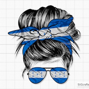 Honduras Messy Bun PNG, Honduras Flag Png, Honduras flag Sublimation, Honduras flag clipart, Country Flags - Clipart, Printable, Sublimation