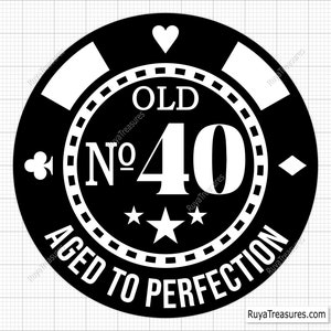 Poker 40. Geburtstag-Svg, 40. Geburtstag-Svg, alte Zahl 40-Svg, 40. Schnitt-Datei für Cricut, gealtert bis zur Perfektion-Svg - Printable, Cricut & Silhouette-Datei