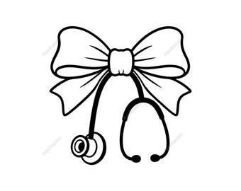 Stethoscope Coquette Bow SVG, Nurse Stethoscope Design (Digital Download)