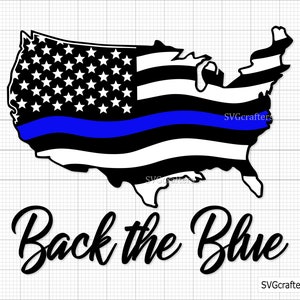 Back The Blue svg, Police svg, linha azul fina svg, policial svg, esposa policial svg, bandeira desgastada svg - Imprimível, Cricut e Silhouette