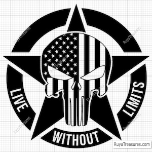 Punisher Skull Live zonder grenzen Svg Png, Punisher Skull Svg, 2e amendement Svg, Punisher Vector, Guns Svg-afdrukbare, Cricut & silhouet