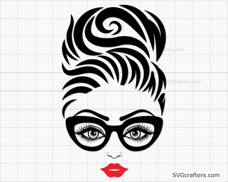Free Free 231 Messy Bun Svg Black Woman With Glasses Svg Free SVG PNG EPS DXF File