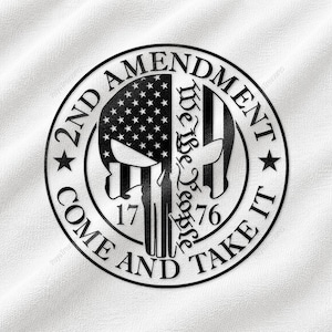 SVG de la Segunda Enmienda, diseño de bandera "Venid a por ella", gráfico patriótico "Nosotros el Pueblo", ilustración de derechos constitucionales, emblema de calavera de la libertad