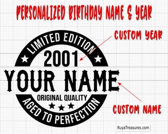 Custom Birthday SVG, Personalized Birthday Name SVG, Birthday Age Design, Birthday Shirt Design, Custom Birthday Clipart, Birthday Clipart
