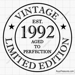 33e anniversaire Svg Png, 33e Svg, âgé à la perfection Svg, 33 et fabuleux Svg, vintage 1992 Svg - imprimable, Cricut & Silhouette coupe fichiers