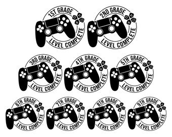 Grade Level Complete Gaming SVG Bundle, 1st 2nd 3rd 4th 5th Grade School Achievement Design, Gamer Student SVG Set