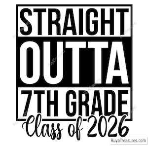 Directamente de 7.º grado, Clase de 2026, Svg, Graduación de 7.º grado, Clase de 2026, Svg de regreso a clases, Svg de graduación divertida