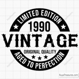 36. urodziny SVG PNG, 36. urodziny SVG, Dojrzały do perfekcji SVG, 36 i wspaniały SVG, Vintage 1990 SVG - pliki do druku, Cricut i Silhouette Cut