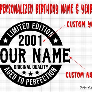 Benutzerdefinierte Geburtstag SVG, personalisierte Geburtstag Name SVG, Geburtstag Alter Design, Geburtstag Shirt Design, kundenspezifischer Geburtstag Clipart, Geburtstag Clipart