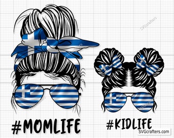 Greece Flag Messy Bun PNG, Greek PNG, Greece Flag Png, Greece Flag Clipart, Greece Flag Vector - Clipart, Printable, Sublimation file