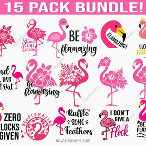 Flamingo Svg Bundle, Tropical Bird Svg, Summer Flamingo Clipart, Beach Party Svg, Cute Flamingo Cut Files, Vacation Flamingo Svg Designs