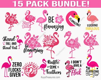 Flamingo Svg Bundle, Tropical Bird Svg, Summer Flamingo Clipart, Beach Party Svg, Cute Flamingo Cut Files, Vacation Flamingo Svg Designs