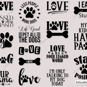 Lot de svg chien, Bandana svg, svg pour amoureux des chiens, chien citation svg, svg Bundle chien, chien drôle svg, svg amoureux des animaux, lot de svg chien, svg maman chien