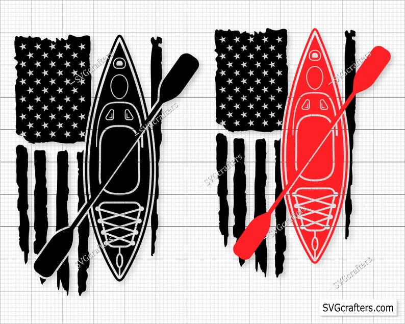 Kayak With Flag SVG Kayaking Svg I'd Rather Be Paddling Etsy