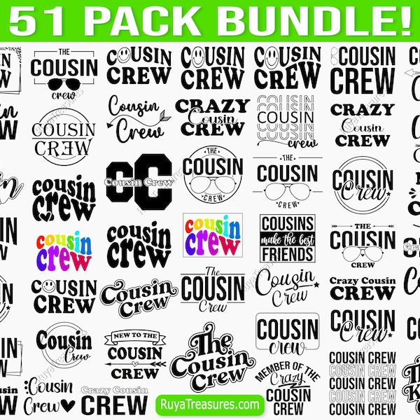 Pakiet Cousin Crew SVG, Cousin Crew SVG, Cousin SVG, Cousins SVG, Nowość w The Crew, Cousin Squad SVG, Cousin Crew Png-Cricut i sylwetka