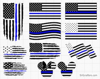 police svg, back the blue svg, thin blue line svg, police officer svg, police wife svg, distressed flag svg - Printable, Cricut & Silhouette