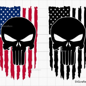 Bandiera teschio americano Svg Png, bandiera teschio USA SVG, clipart teschio svg, bandiera in difficoltà svg, bandiera americana svg - stampabile, Cricut e Silhouette