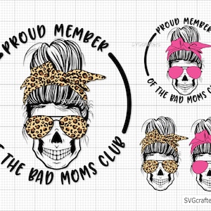 Club de madres malas svg, club de madres malas svg, madres malas svg, cráneo de madre svg, vida de madre svg, mamá svg, cita de madre svg - Imprimible, Cricut y Silhouette