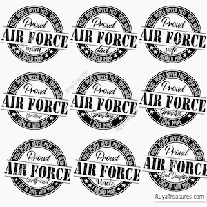 Orgullosa mamá de la Fuerza Aérea Svg, papá de la Fuerza Aérea Svg, hermana de la Fuerza Aérea Svg, hermano de la Fuerza Aérea Svg, familia de la Fuerza Aérea Svg, militar Svg, patriótico Svg