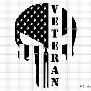 Veteran Punisher Flag svg, Veteran svg, sugar skull svg, military svg, army svg, us veteran svg, Punisher svg, Punisher skull svg, skull svg