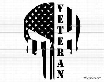Veteran Punisher Flag svg, Veteran svg, sugar skull svg, military svg, army svg, us veteran svg, Punisher svg, Punisher skull svg, skull svg