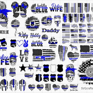 Special Bundle Police svg, back the blue svg, thin blue line svg, police officer svg, police wife svg, distressed flag - Cricut & Silhouette