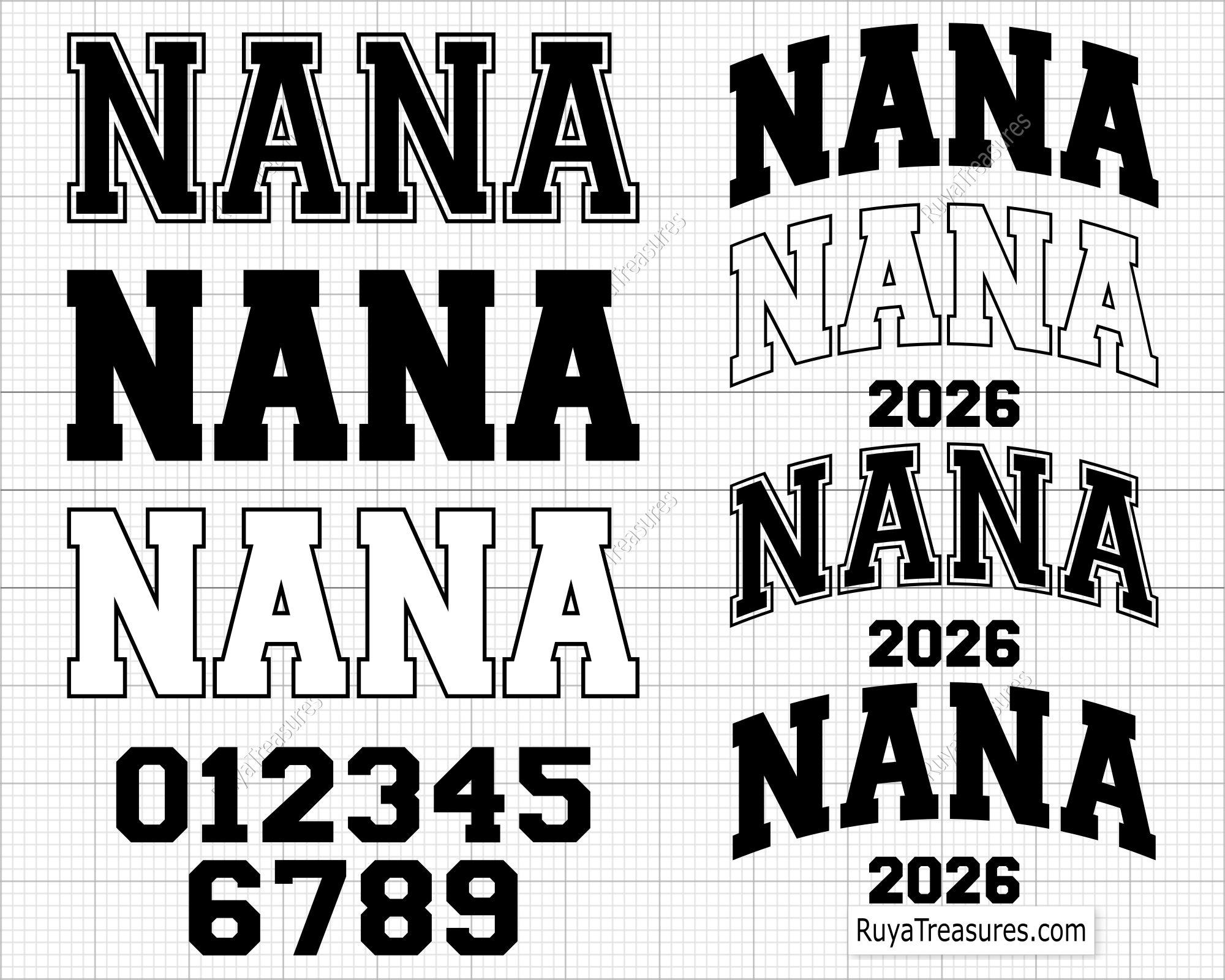 Nana Varsity Svg Png, Nana Varsity Curved Svg, Nana Varsity