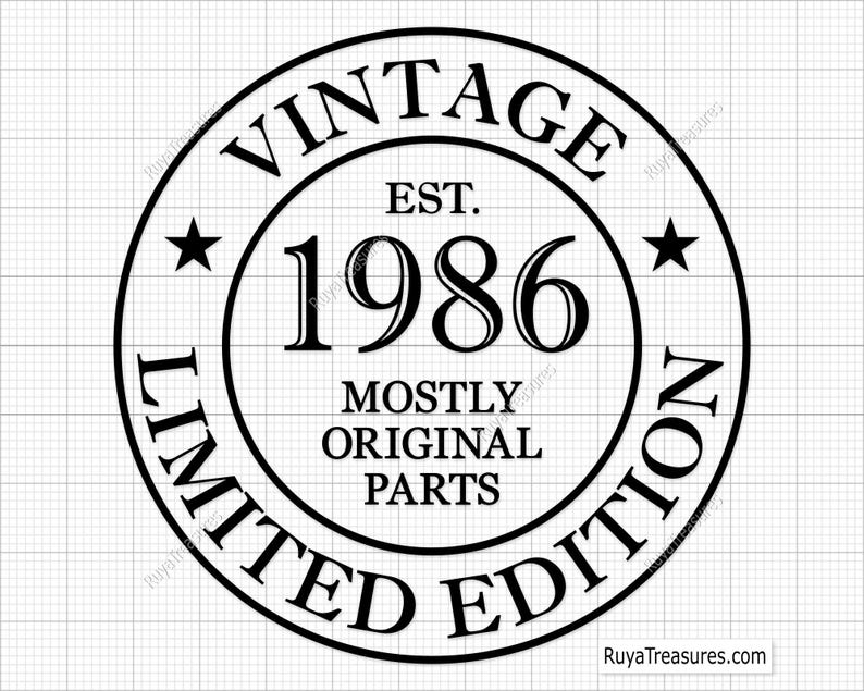 40th Birthday Vintage 1986 Limited Edition Svg