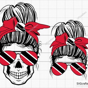 Trinidad and Tobago Messy Bun Momlife Svg, Trinidad Svg, Flag of Trinidad and Tobago svg, Caribbean Svg, Calypso Music Svg, Twin Islands Svg