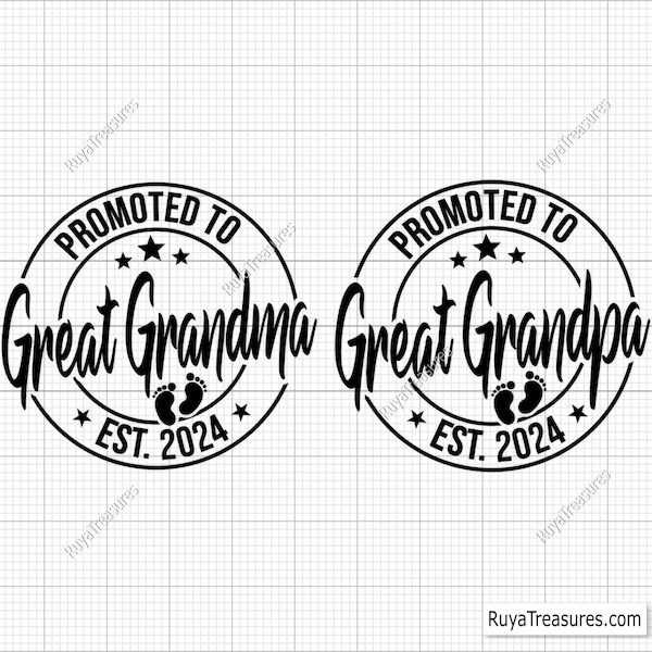 Promoted to Great Grandma and Great Grandpa Svg Png, Baby Announcement svg, Established svg, Grandma Grandpa est 2023 svg, coming soon svg