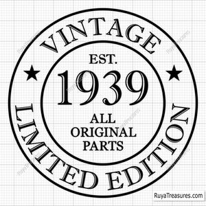 86th Birthday Svg, 86th Svg, 86 and Fabulous Svg, 86th Anniversary Svg, 86 Birthday Gift, Vintage 1939 Svg - Printable, Cricut & Silhouette