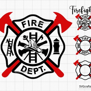 Firefighter svg, fireman svg, fire dept svg, fire department svg, fire svg, thin red line svg - Printable, Cricut and Silhouette cut files