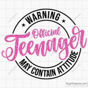 Svg officiel adolescent, avertissement officiel adolescent, 13e anniversaire Svg, anniversaire fille Svg, 13e anniversaire imprimable PNG, Cricut & Silhouette